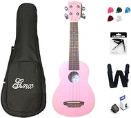 Soprano Ukulele 21 Inch for Kids Beginners Pink Ukelele for Starters Adults Children Hawaiian Guitar Ukalalee with Case Capo Tuner Belt and Picks
