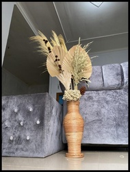 Paket Bunga Rustic Dengan Pot | Daun Palem Kering | Dekorasi Rumah