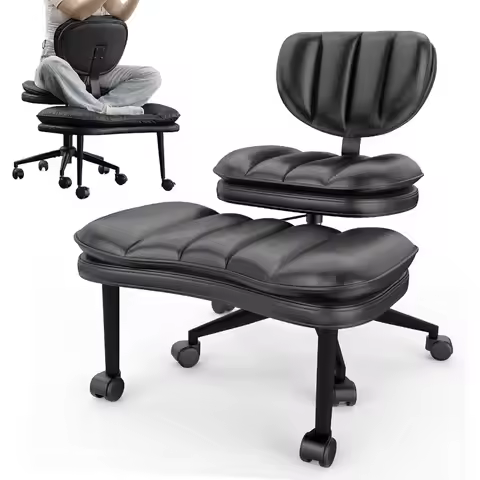 Cross Legged Office Chair Ergonomic Cloud Criss Cross Desk Chair with Wheels Height Adjustable Seat