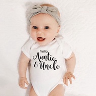 Hello Auntie Uncle Newborn Girl Boy Baby Clothes High Quality Cute 100% Short Sleeve Baby Rompers Ro