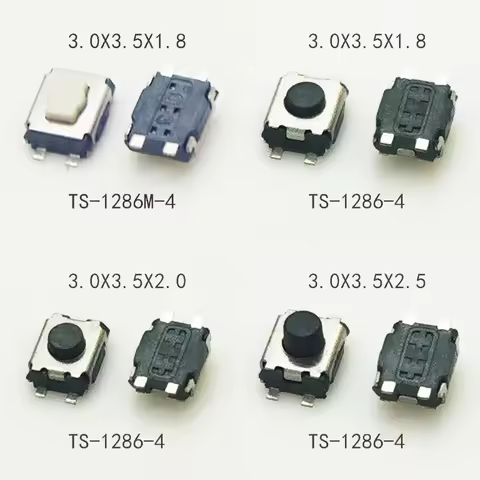 50pcs 3X4X1.8mm/2.0mm/2.5mm Momentary Tactile Button Push Button 12V Reset Button Switch 4Pin SMD