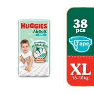 HUGGIES AirSoft Tape Diapers XL (38's)
