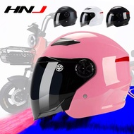 HNJ Helmet Half Cut 100% Original Open Face 1/2 Topi Keledar Adults Black Visor