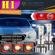 H1 SIZE 4 IN 1 LED 3 COLOUR WITH FLASHLIGHT MODE HEADLIGHT BULB (LOW BEAM/HIGH BEAM)