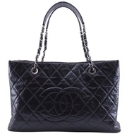 【日本直送】 CHANEL Grand Shopping Tote XL 托特包 菱格鏈條托特包 壓紋皺褶皮革 A66865 漆皮 棕色【二手】