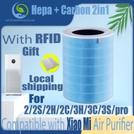 【Original and Authentic】Replacement Compatible with Xiaomi 2/2S/2H/2C/3H/3C/3S/pro Filter Air Purifier Accessories High Quality HEPA&amp;Active Carbon High-Efficiency Antibacteria