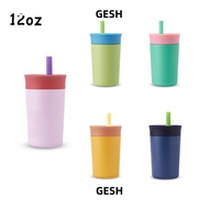 GESH Toddler Cup with Straw, 12 Oz Stainless Steel Kids Water Bottle, Easy To Clean Insulation Spill