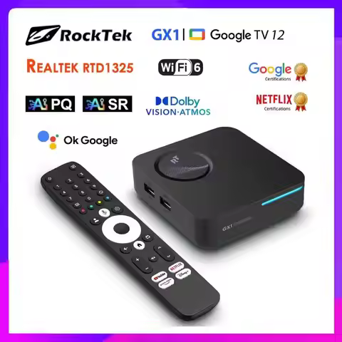 Google TV 12 Box Netflix Google Certified Support Dolby Atmos Vision 2T2R Android TV Box RockTek GX1