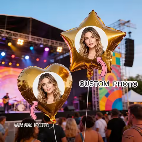 5pcs Personalized Photo Balloon, Stars, Love, 18 Inches, Suitable for Birthday Party, Party, Wedding