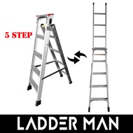 2-in-1 Dual Use Multipurpose 5 Step 2.7M Foldable Aluminium Ladder - DM05S