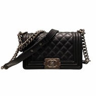 CHANEL 香奈兒 BOY20 黑色 銀扣