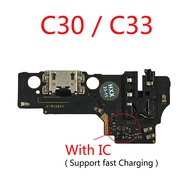 สำหรับ OPPO Realme C25 C30 C25s C33ต้นฉบับชาร์จพอร์ต USB แท่นชาร์จชิ้นส่วนชิ้นงอสำหรับเปลี่ยนบอร์ดแล