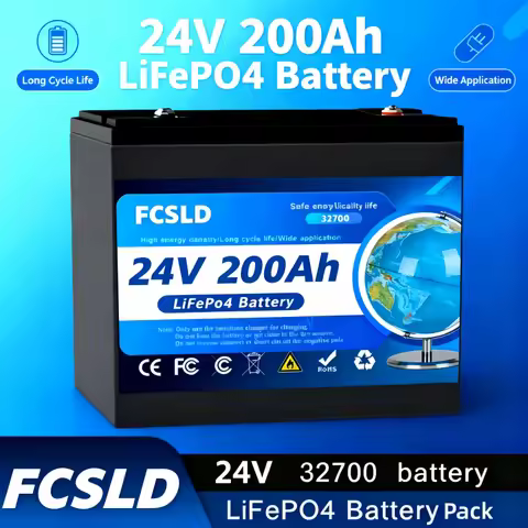 New 24V 100Ah-200Ah LiFePO4 Battery 32700 Lithium Iron Phosphate 200A BMS Rechargeable Solar Off-gri