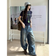 Women's Loose jeans Low Low Low Waist Loose Form Personality Design y2k Street Women's jeans Wide Le