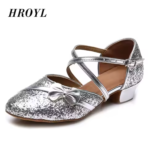 NEW Women Latin Dance Shoes 17-25CM For Children Kids Girls Ladies Ballroom Tango Low Heel High Qual