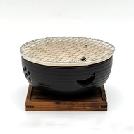 small Size japanese Charcoal Grill.  hida konro . Japanese charcoal stove. Use with water .for use with 1 to 3 person Double Layer Outer and Inner Ceramic Holder, allows you to use it directly on a table top. with wooden stand nice finishing