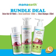 Mamaearth Ant-Hairfall Combo: Onion Shampoo 250 ml + Onion Conditioner 250 ml + Onion Hair Oil 150 m