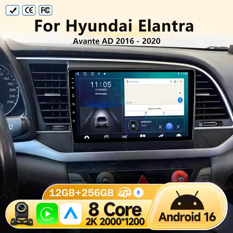 Android 16 For Hyundai Elantra Avante AD 2016 - 2020 Car Multimedia Stereo GPS Radio Navigation Play