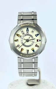 崑崙 -  海軍上將杯 ( 263.810.20 V350型號 )、原裝象牙面(經典航海旗圖案)指針顯示日曆鋼錶(35 mm）、崑崙石英機芯、原裝鋼帶 Corum - Admiral's Cup (2