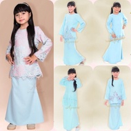 🌹BAJU KURUNG BUDAK WARNA BABY BLUE🌹 Koleksi Warna Biru Muda Baju Kurung Lace Kanak-kanak Perempuan X