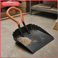 [pugwsl] Rectangular Scoop Industrial Dustpan Ridged Edges Metal Dustpan Black-Coated Cleaning Tool 