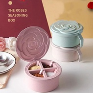 Creative Rose Shape Four Grid Spice Jar Seasoning Box Kitchen Spice Storage Box Salt Pepper Cumin Po