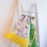 彩色圓點 帆布後背包 束口後背包