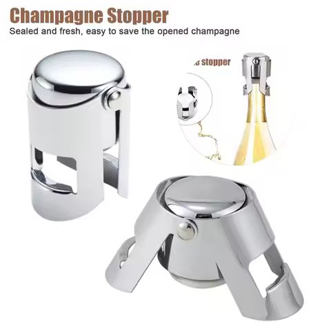 Silver Steel Champagne Bottle Stopper, Shiny Wine Bottle Sealer, Stopper Bubble Sealing Tools Leak-p