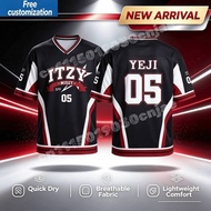 Kpop ITZY Midzy Yeji 05 Color Block V Neck Sports Jersey Breathable Top Family Matching Parent Child