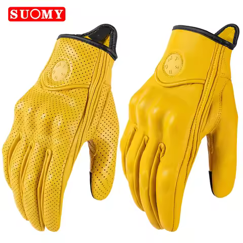 SUOMY Yellow New Motorcycle Racing Gloves Summer Perforated Leather Motocross Glove Men Women Motorc