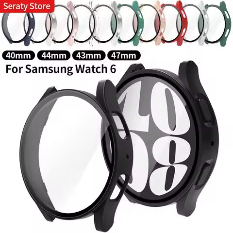 Case+Glass for Samsung Galaxy Watch 6 40mm 44mm Screen Protector PC All-Around Bumper for Galaxy Wat