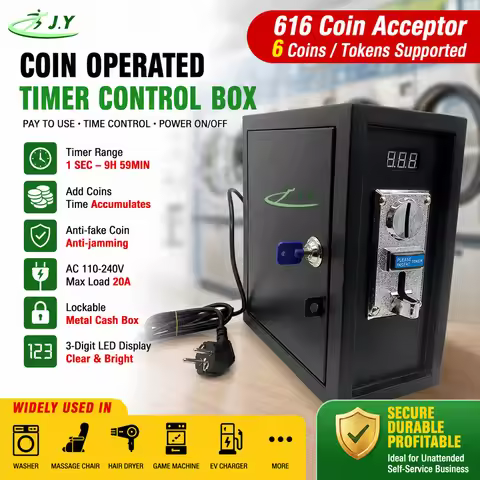 110-240 Multi Coin Acceptor Coin-operated Timer Control Box for &Message Chair, Game & Washing Machi