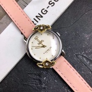 COACH手錶  蔻馳手錶 新品DELANCEY系列茶玫瑰石英錶 女生手錶 小直徑手錶女 粉色皮帶錶 時尚休閒防水腕錶14503237/38/39