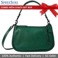 Coach Handbag In Gift Box Crossbody Bag Shoulder Bag Cary Pebbled Leather Crossbody Dark Pine Green # CC437