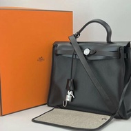 HERMES 黑銀herbag31 31*25*11 98新配件盒子鑰匙鎖塵袋