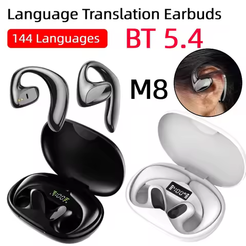 M8 AI Translator Earbuds 144 Languages Real Time Two Way Translation High Accuracy Wireless Bluetoot