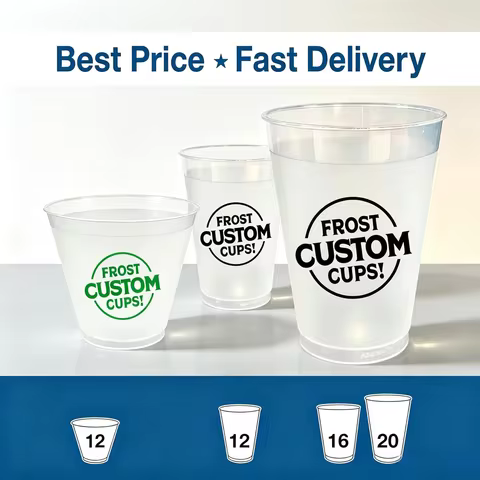 Custom Frosted Wedding Cups 10 oz, 12 oz, 16 oz, Personalized Cups, Promotional Products, 9 oz, 14 o