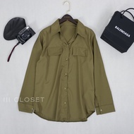 เสื้อเชิ้ต lll Freesize lll IT033 เสื้อเชิ้ตคอปก แขนยาว มีฝากระเป๋า ผ้าไหมอิตาลี