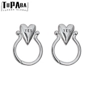 TUPABA Letters Ring, Glossy Surface Stainless Steel Heart Ring, Fashion Exquisite "YES""NO" Adjustab