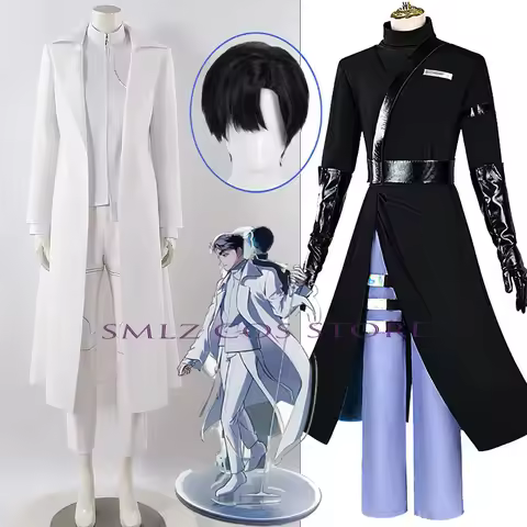 White Ivan Cosplay Anime Alien Stage Cosplay Ivan White Uniform Trench Vest Suit Black Wig Halloween