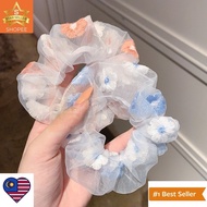 (MW)Summer Mesh Flower Scrunchie / Embroidery Mesh Hair Tie /  Girls Elastic Rubber Band / Mesh Larg