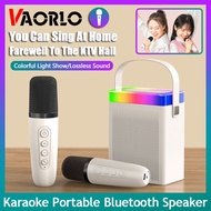 VAORLO Hot Mini Home Karaoke Machine Portable Bluetooth 5.3 Speaker System With 1-2 Wireless Microphones Home Family Singing For Kid
