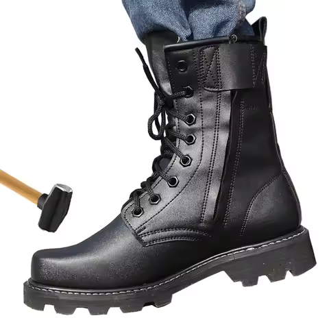 Men Steel Toe Work Safety Shoes Tactical Bota Combat Boots Men Casual Boots Puncture Proof Insurance
