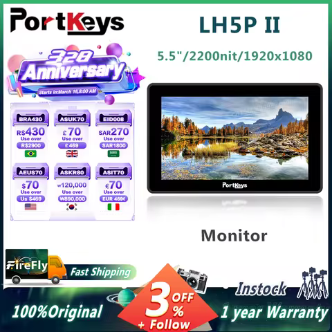 °Portkeys LH5P II 5.5 Inch 4K Field Monitor Wireless Control BMPCC 4K/6K/6K Pro Portable Studio Moni