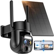 Hawkray Solar Security Wireless Outdoor Camera,10X Zoom,2K Resolution 360° Pan Tilt Control,WiFi Bat