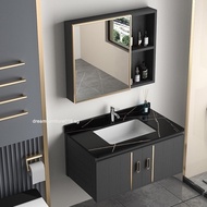 Waterproof Aluminum Bathroom Cabinet Basin Set Cosmetic Storage Mirror Box Ceramic Basin Sink Cabinet