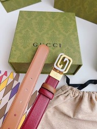 💥現貨💥 復古百搭人氣款 雙G方釦雙面兩用真皮皮帶 | Gucci Interlocking G Square Buckle Reversible Leather Belt|