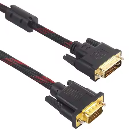 1.5m DVI Male to VGA Male Cable DVI-I 24+5 Wire Bi-Directional Cord DVI-I to VGA Video Line for HDTV