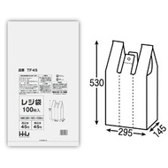 レジ袋　半透明　エコノミータイプ　TF45(西日本45号、東日本45号)　100枚×30冊(3000枚)【メーカー直送または取り寄せ】