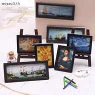 [Woyao] 8Pcs/Set 1:12 Dollhouse Miniature Vintage Oil Painting Mural Photos Wall Picture Scene Decor
